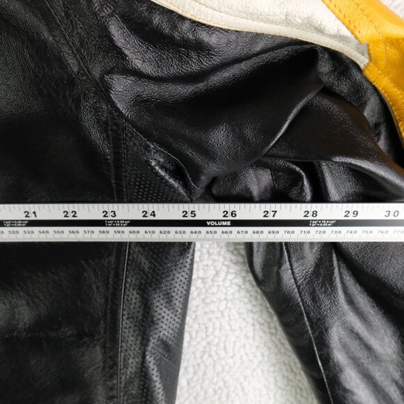Wilsons Leather Jacket Mens Extra Large Black Yellow M Julian Cafe Racer Vintage - Picture 6 of 9
